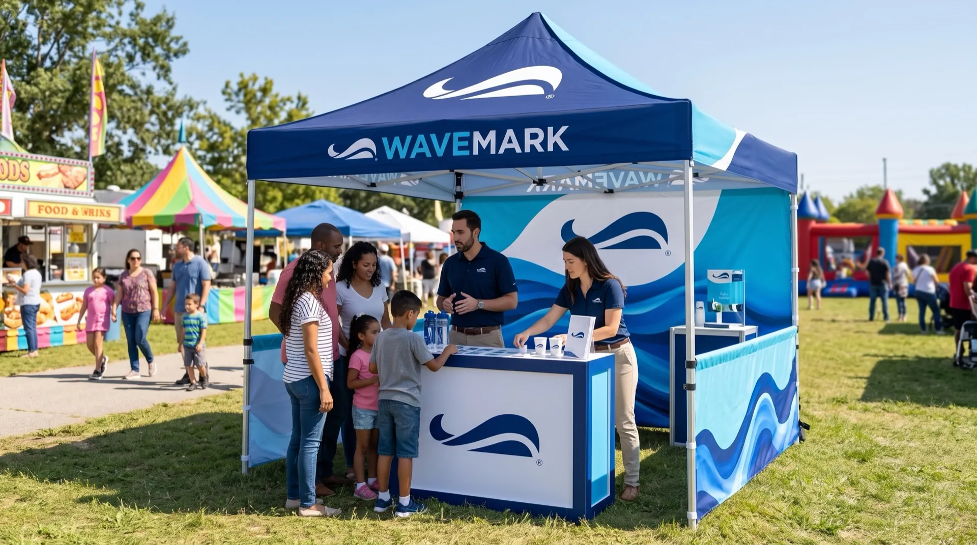 Familias participando en una activación de marca
